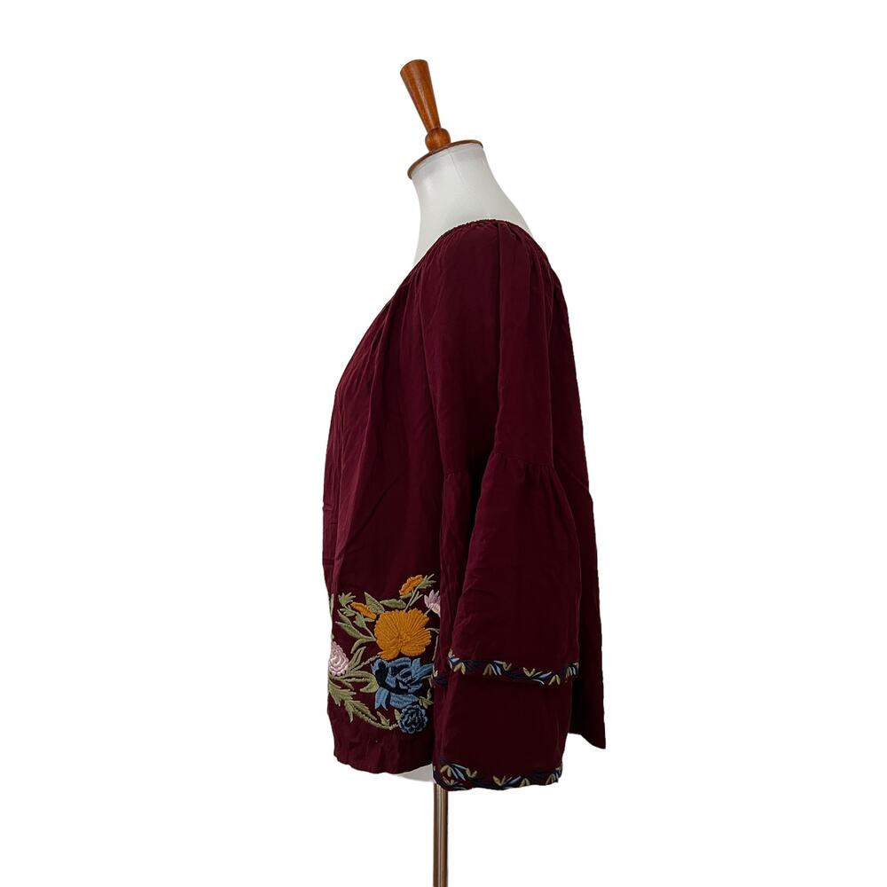 Solitaire Anthropologie Womens Floral Embroidered Boho Blouse Top S Small - Picture 4 of 9